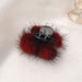 Wholesale Hair Ball Plush Hair Clips JDC-HC-CR001 Hair Clips 楚柔 A044-1 wine red Wholesale Jewelry JoyasDeChina Joyas De China