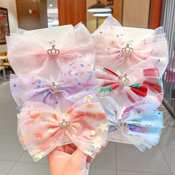 Bulk Jewelry Wholesale Hair Clips bronzing bow mesh crown JDC-HS-i207 Wholesale factory from China YIWU China