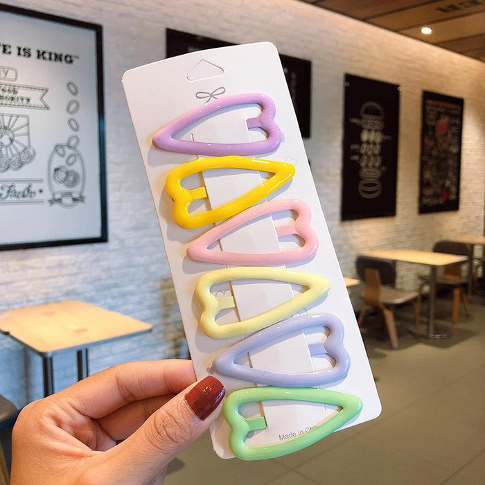 Bulk Jewelry Wholesale Hair Clips candy-colored paint triangle peach heart hair clip JDC-HS-i122 Wholesale factory from China YIWU China