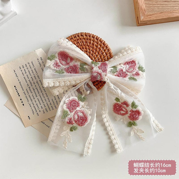 Bulk Jewelry Wholesale Hair Clips lace embroidery bows JDC-HC-bd039 Wholesale factory from China YIWU China