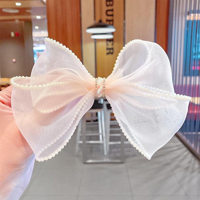 Bulk Jewelry Wholesale Hair Clips mesh yarn bow pearl-encrusted duck mouth clip JDC-HS-i184 Wholesale factory from China YIWU China