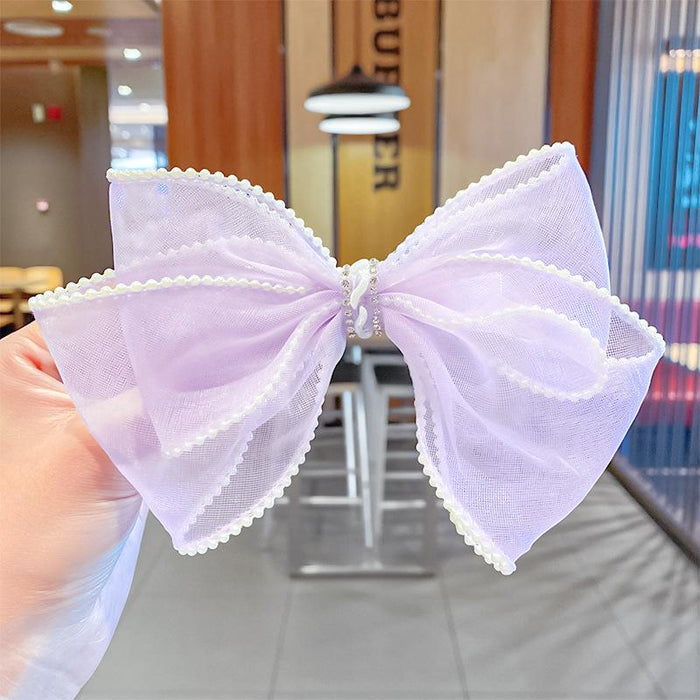 Bulk Jewelry Wholesale Hair Clips mesh yarn bow pearl-encrusted duck mouth clip JDC-HS-i184 Wholesale factory from China YIWU China