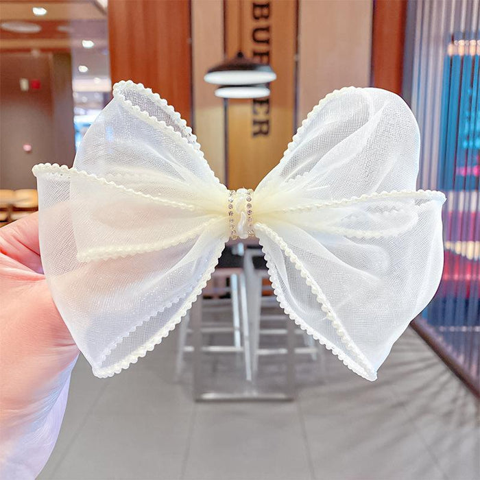 Bulk Jewelry Wholesale Hair Clips mesh yarn bow pearl-encrusted duck mouth clip JDC-HS-i184 Wholesale factory from China YIWU China