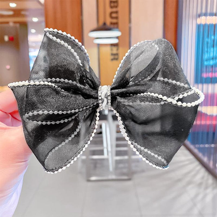 Bulk Jewelry Wholesale Hair Clips mesh yarn bow pearl-encrusted duck mouth clip JDC-HS-i184 Wholesale factory from China YIWU China