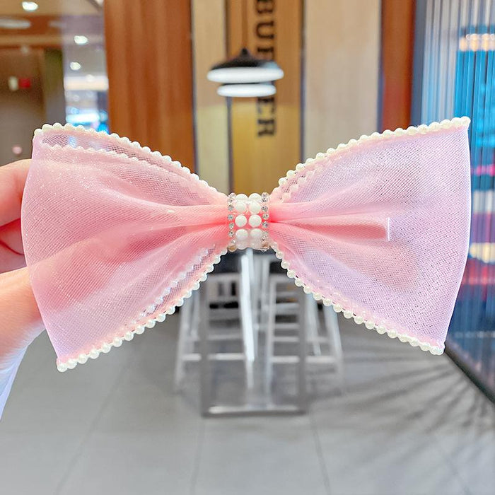 Bulk Jewelry Wholesale Hair Clips mesh yarn bow pearl-encrusted duck mouth clip JDC-HS-i184 Wholesale factory from China YIWU China