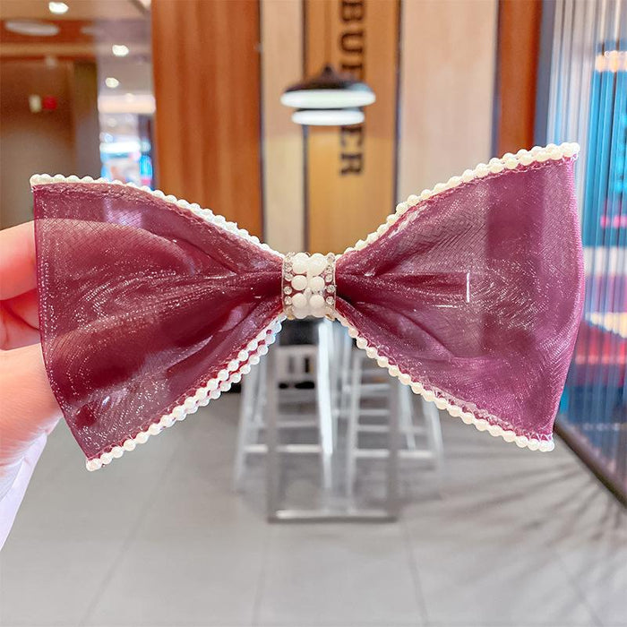 Bulk Jewelry Wholesale Hair Clips mesh yarn bow pearl-encrusted duck mouth clip JDC-HS-i184 Wholesale factory from China YIWU China