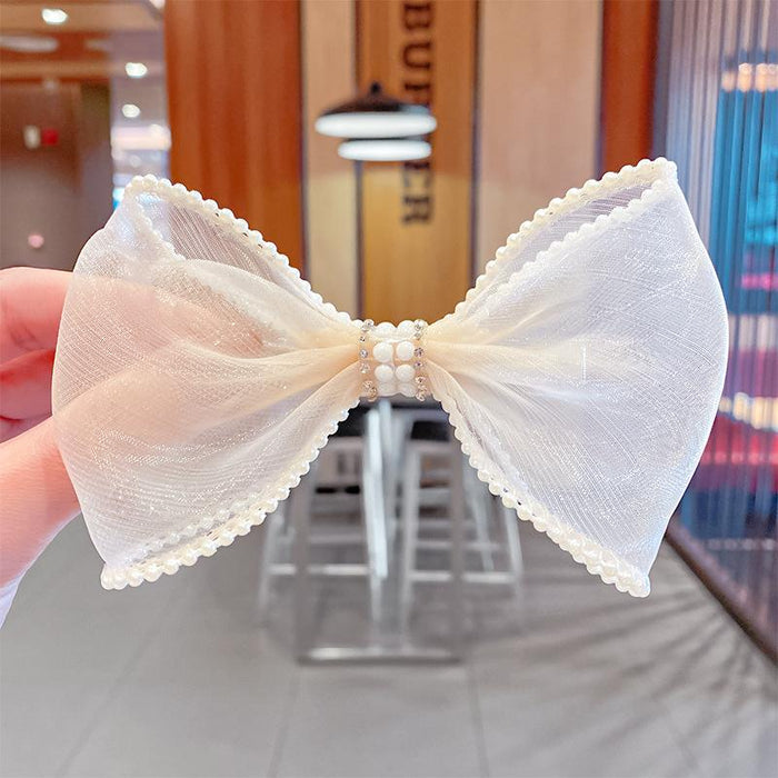 Bulk Jewelry Wholesale Hair Clips mesh yarn bow pearl-encrusted duck mouth clip JDC-HS-i184 Wholesale factory from China YIWU China