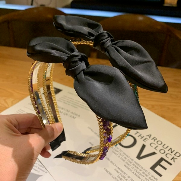 Bulk Jewelry Wholesale hair hoops, black bows and colored stones JDC-HD-sj033 Wholesale factory from China YIWU China