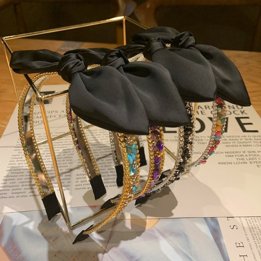 Bulk Jewelry Wholesale hair hoops, black bows and colored stones JDC-HD-sj033 Wholesale factory from China YIWU China