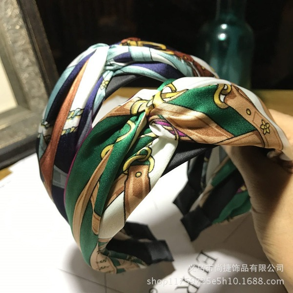 Bulk Jewelry Wholesale hairband color matching printing fabric chain broken flower bow JDC-HD-sj028 Wholesale factory from China YIWU China