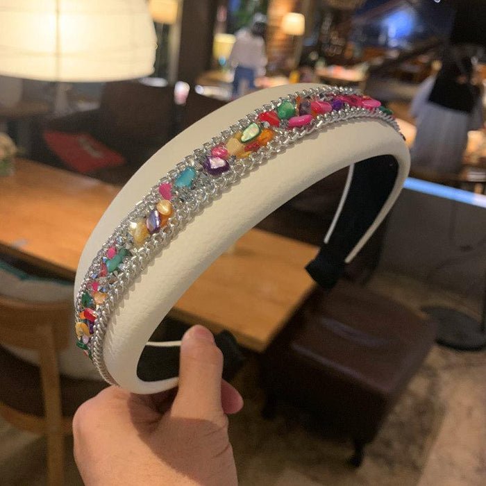 Bulk Jewelry Wholesale hairband PU leather inlaid color Stone female JDC-HD-sj034 Wholesale factory from China YIWU China