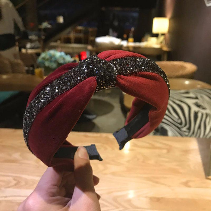 Bulk Jewelry Wholesale hairband rhinestone velvet knot JDC-HD-sj020 Wholesale factory from China YIWU China