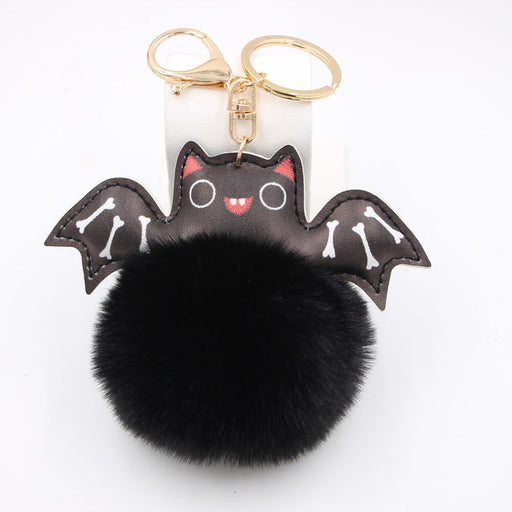 Wholesale Halloween PU Leather Imitation Hair Bat Hair Ball Keychain JDC-KC-Zuge024 Keychains 祖格 Wholesale Jewelry JoyasDeChina Joyas De China