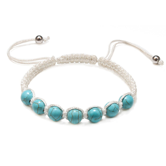 Wholesale Hand Braided Turquoise 8mm Beaded Bracelet JDC-BT-JiuJ015 Bracelet 九江 white Wholesale Jewelry JoyasDeChina Joyas De China