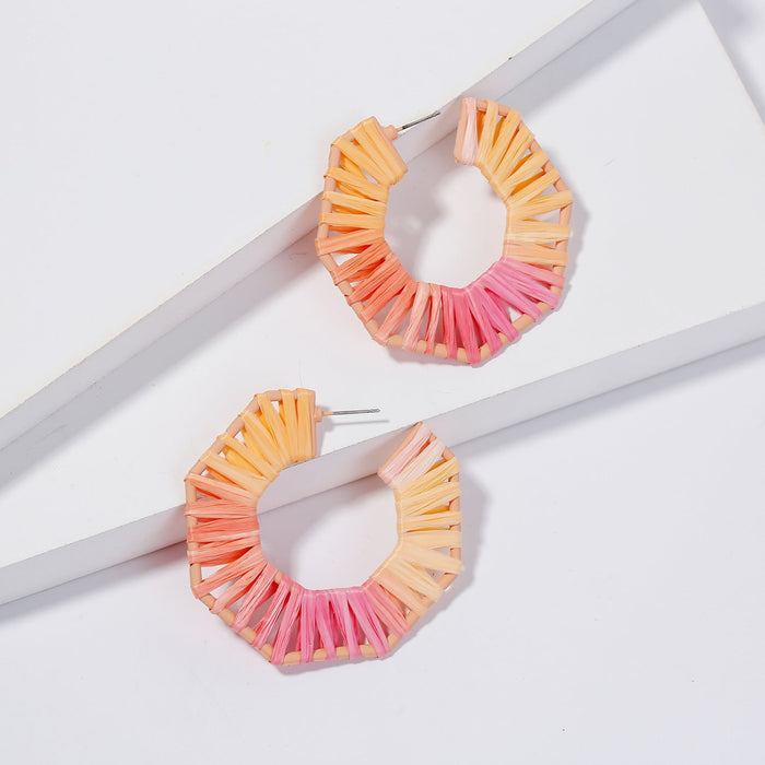 Wholesale hand-woven geometric oval raffle earrings JDC-ES-ManY018 Earrings 满溢 Wholesale Jewelry JoyasDeChina Joyas De China