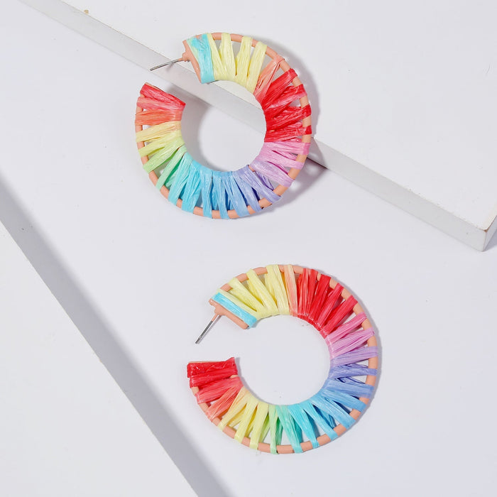 Wholesale hand-woven geometric oval raffle earrings JDC-ES-ManY018 Earrings 满溢 Wholesale Jewelry JoyasDeChina Joyas De China