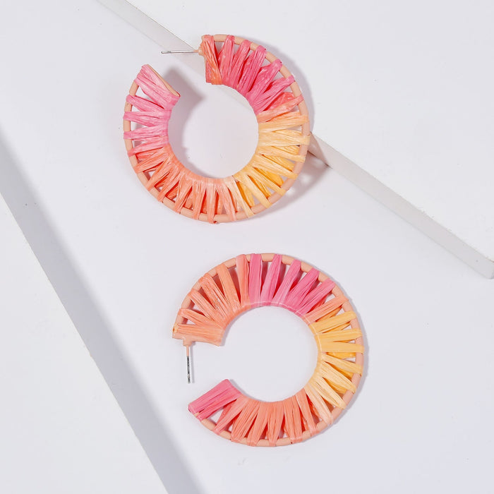 Wholesale hand-woven geometric oval raffle earrings JDC-ES-ManY018 Earrings 满溢 E1908-9 Wholesale Jewelry JoyasDeChina Joyas De China