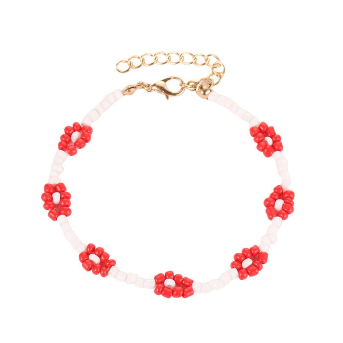 Wholesale Hand Woven Seed Beads Colorful Flower Bracelet JDC-BT-A025 Bracelet 妙雅 01 red 11516 Wholesale Jewelry JoyasDeChina Joyas De China