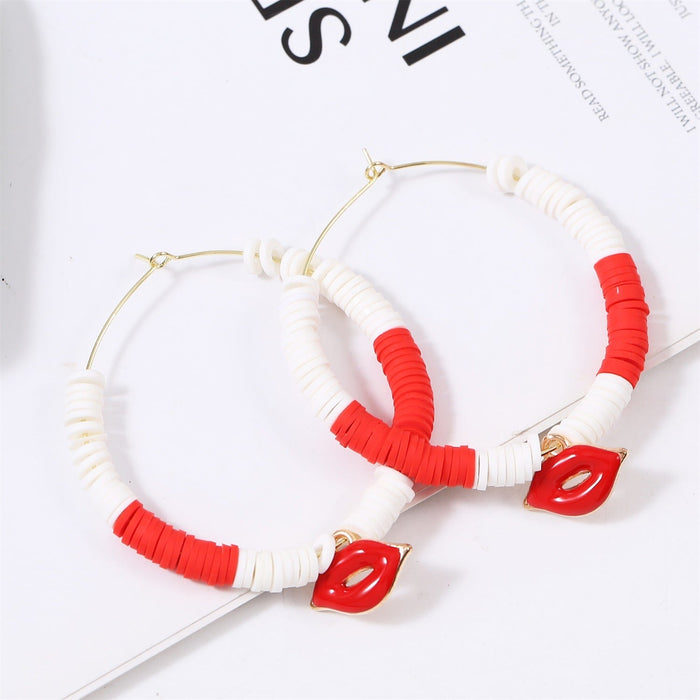 Wholesale handmade accessories soft ceramic material large circle alloy earrings JDC-ES-ManY016 Earrings 满溢 Wholesale Jewelry JoyasDeChina Joyas De China