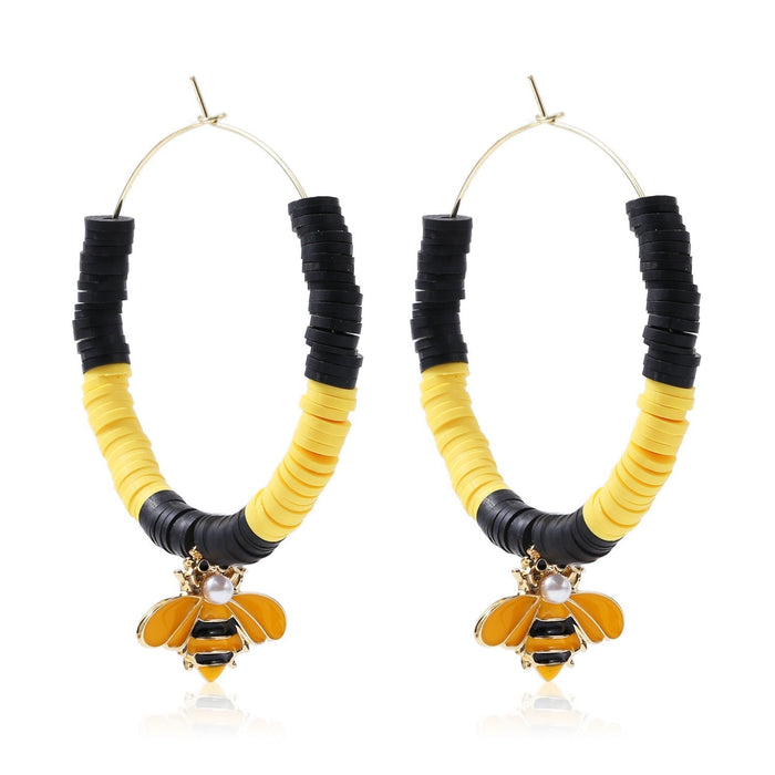 Wholesale handmade accessories soft ceramic material large circle alloy earrings JDC-ES-ManY016 Earrings 满溢 E2008-8 Wholesale Jewelry JoyasDeChina Joyas De China