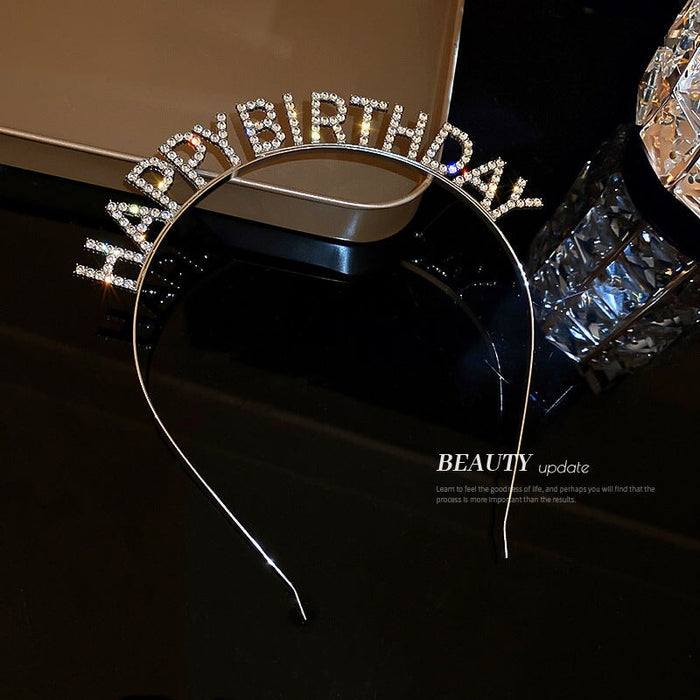 Wholesale Happy Birthday Diamond-Encrusted Letter Hair Band JDC-HD-BaoY005 Headband 宝钰 Wholesale Jewelry JoyasDeChina Joyas De China