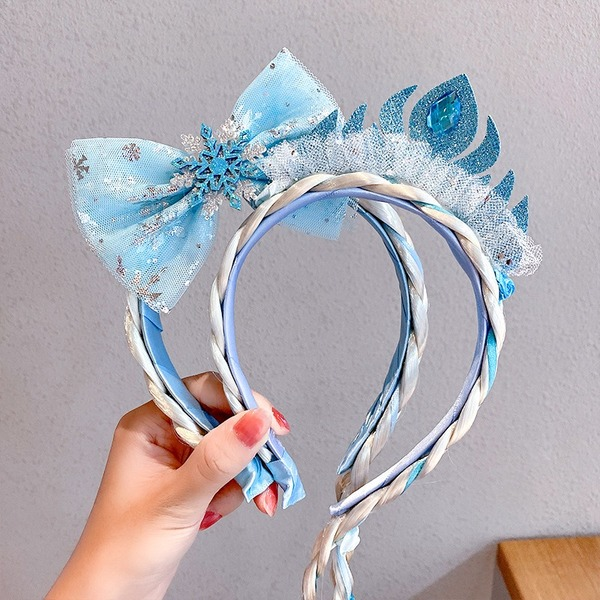 Bulk Jewelry Wholesale  Headband ice and snow Qiyuan children's wig braid bowknot gauze JDC-HS-i100 Wholesale factory from China YIWU China