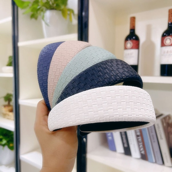 Bulk Jewelry Wholesale Headband woven pattern solid color PU leather JDC-HD-sj037 Wholesale factory from China YIWU China