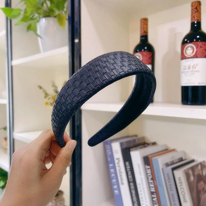 Bulk Jewelry Wholesale Headband woven pattern solid color PU leather JDC-HD-sj037 Wholesale factory from China YIWU China