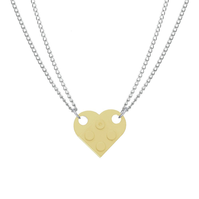 Wholesale heart shape double layer bead chain alloy necklace JDC-NE-F042 Necklaces 韩之尚 C15-01-60 Wholesale Jewelry JoyasDeChina Joyas De China