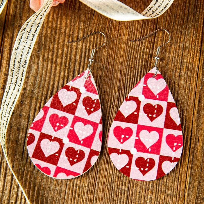 Wholesale Heart Shape Double Sided Leopard Leather Earrings JDC-ES-Saip003 Earrings 赛蒲 18# Wholesale Jewelry JoyasDeChina Joyas De China