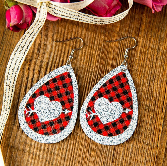 Wholesale Heart Shape Double Sided Leopard Leather Earrings JDC-ES-Saip003 Earrings 赛蒲 Wholesale Jewelry JoyasDeChina Joyas De China