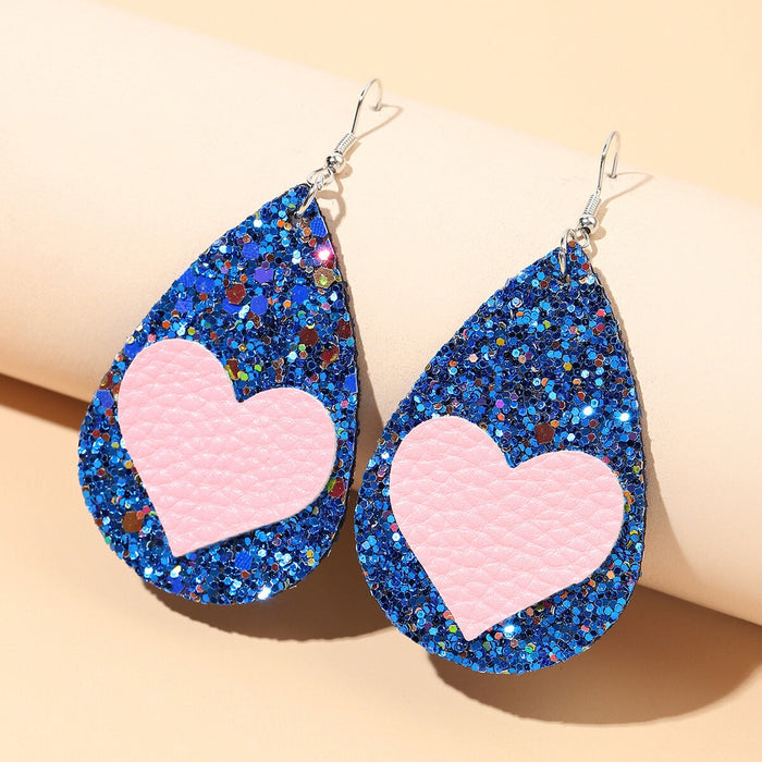 Wholesale Heart Shape Double Sided Leopard Leather Earrings JDC-ES-Saip003 Earrings 赛蒲 20# Wholesale Jewelry JoyasDeChina Joyas De China