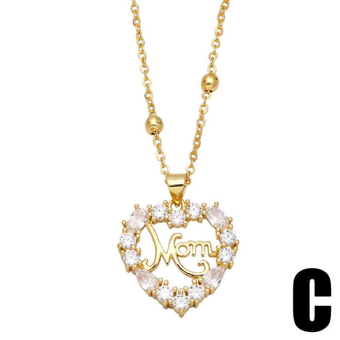 Wholesale heart shape love five-pointed star diamonds Mother's Day necklace JDC-NE-AOS008 Necklaces 翱昇 C Wholesale Jewelry JoyasDeChina Joyas De China