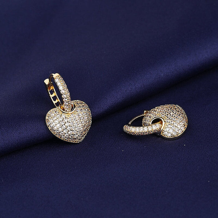 Wholesale Heart Shaped Copper Plated 18K Gold Zircon Earrings JDC-ES-BLX068 Earrings 宝来兴 Wholesale Jewelry JoyasDeChina Joyas De China