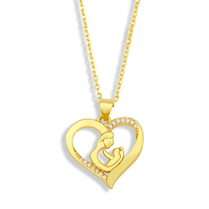 Wholesale heart-shaped diamond-encrusted Mother's Day Necklace JDC-NE-AOS007 Necklaces 翱昇 Wholesale Jewelry JoyasDeChina Joyas De China