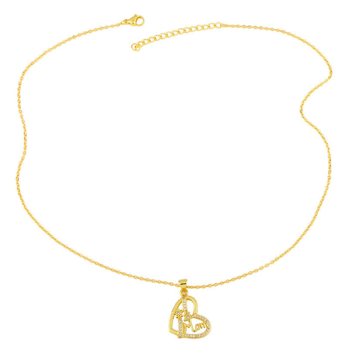 Wholesale heart-shaped diamond-encrusted Mother's Day Necklace JDC-NE-AOS007 Necklaces 翱昇 Wholesale Jewelry JoyasDeChina Joyas De China