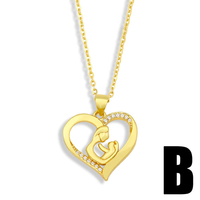 Wholesale heart-shaped diamond-encrusted Mother's Day Necklace JDC-NE-AOS007 Necklaces 翱昇 B Wholesale Jewelry JoyasDeChina Joyas De China