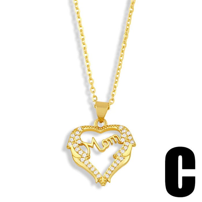 Wholesale heart-shaped diamond-encrusted Mother's Day necklace JDC-NE-AOS014 Necklaces 翱昇 Wholesale Jewelry JoyasDeChina Joyas De China