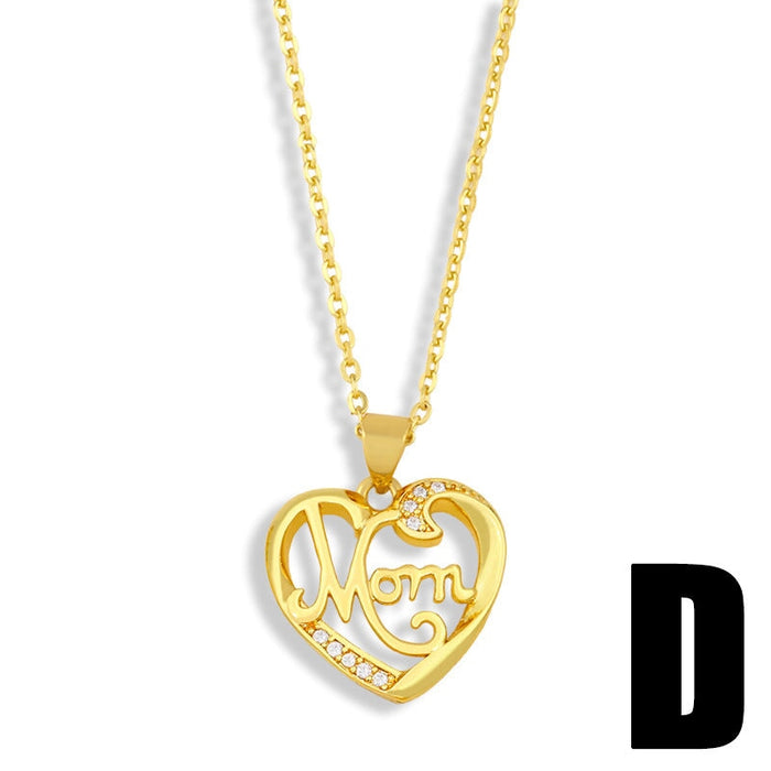 Wholesale heart-shaped diamond-encrusted Mother's Day necklace JDC-NE-AOS014 Necklaces 翱昇 Wholesale Jewelry JoyasDeChina Joyas De China