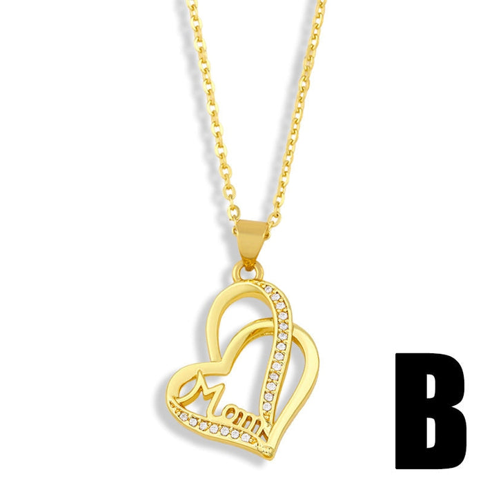 Wholesale heart-shaped diamond-encrusted Mother's Day necklace JDC-NE-AOS014 Necklaces 翱昇 B Wholesale Jewelry JoyasDeChina Joyas De China