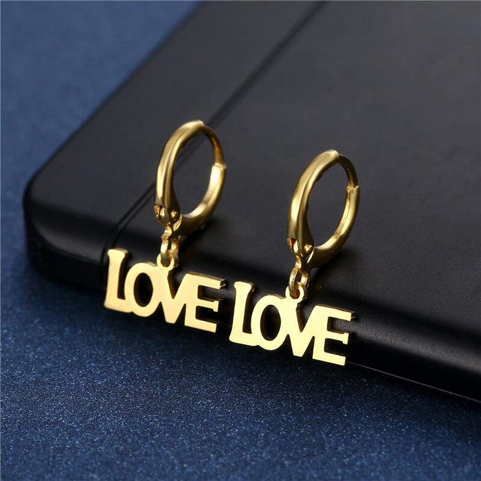 Wholesale heart-shaped geometric stainless steel earrings JDC-ES-Mingm028 Earrings 敏萌 Wholesale Jewelry JoyasDeChina Joyas De China