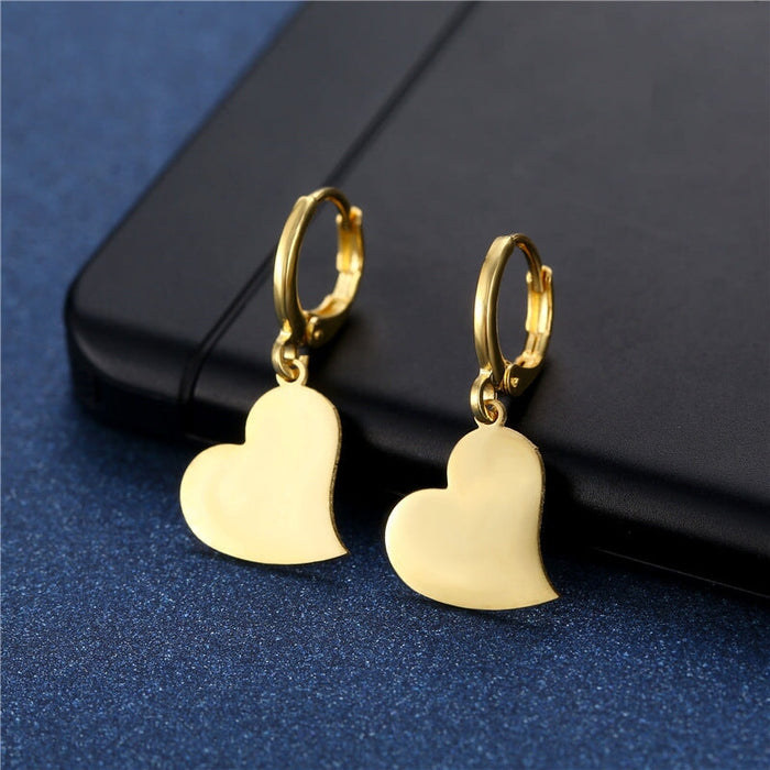 Wholesale heart-shaped geometric stainless steel earrings JDC-ES-Mingm028 Earrings 敏萌 EZ22 Wholesale Jewelry JoyasDeChina Joyas De China