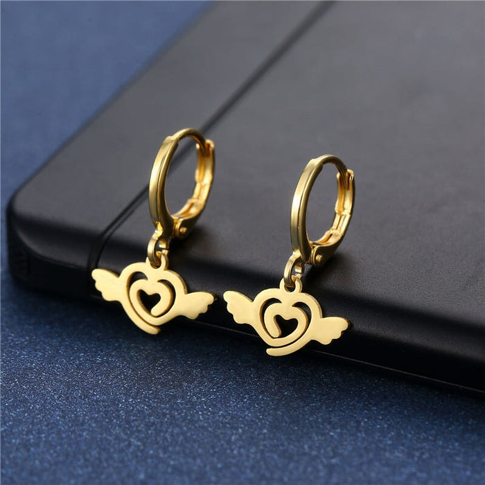 Wholesale heart-shaped geometric stainless steel earrings JDC-ES-Mingm028 Earrings 敏萌 EZ23 Wholesale Jewelry JoyasDeChina Joyas De China