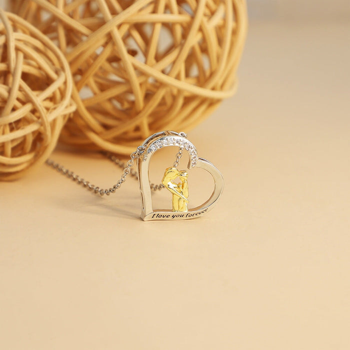 Wholesale heart-shaped mother's Day two-color Necklace JDC-NE-Mail015 Necklaces 麦伦 Wholesale Jewelry JoyasDeChina Joyas De China