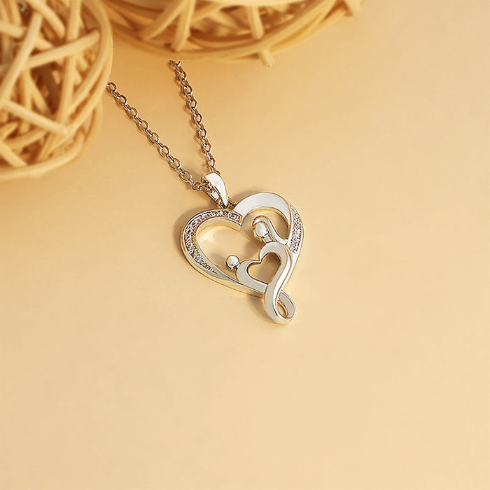 Wholesale heart-shaped mother's Day two-color Necklace JDC-NE-Mail015 Necklaces 麦伦 Wholesale Jewelry JoyasDeChina Joyas De China