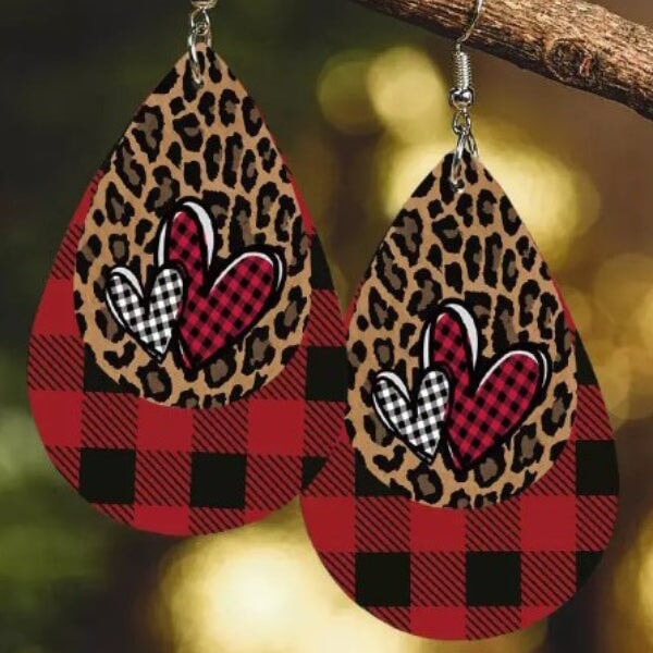 Wholesale Heart Shaped PU Leather Earrings JDC-ES-Saip001 Earrings 赛蒲 2 Wholesale Jewelry JoyasDeChina Joyas De China