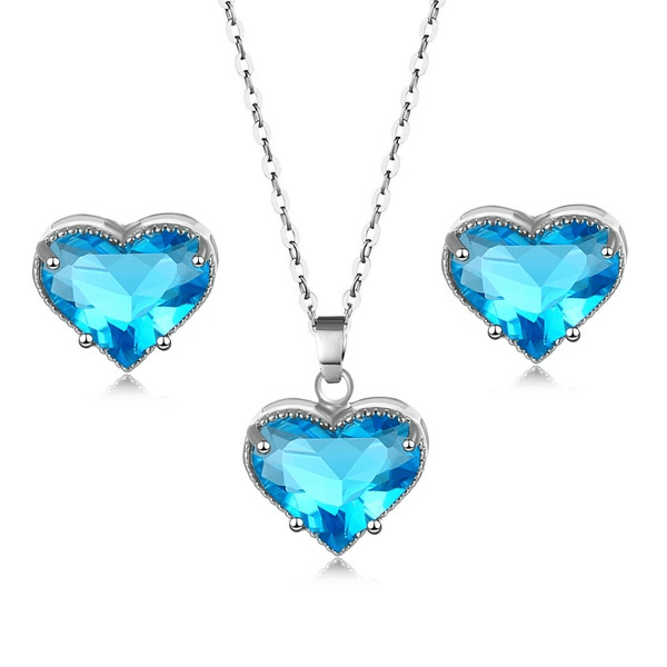 Wholesale Heart Shaped Zircon Artificial Stone Copper Necklace Earring Set MOQ≥2 JDC-NE-Kas006 Necklaces 卡诗 Wholesale Jewelry JoyasDeChina Joyas De China