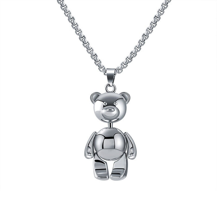 Wholesale hip hop bear long titanium steel necklace JDC-NE-MLQ016 Necklaces 米朗奇 Wholesale Jewelry JoyasDeChina Joyas De China