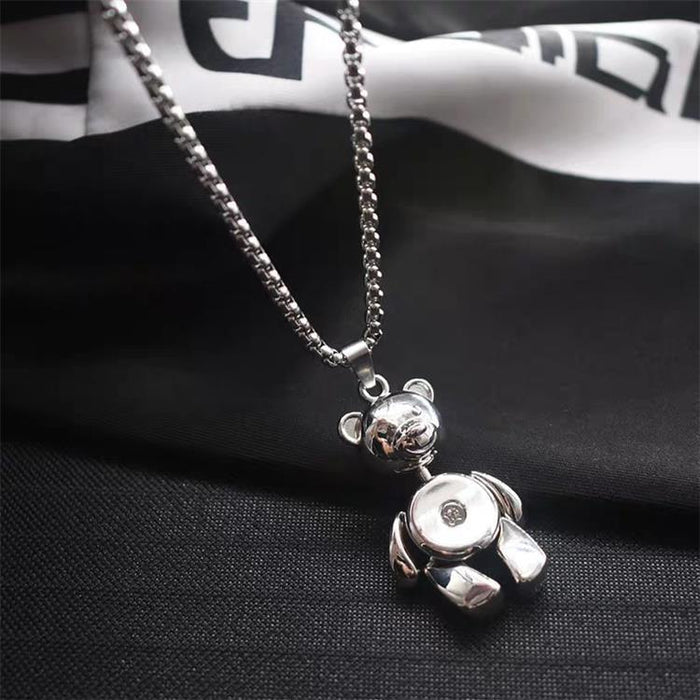 Wholesale hip hop bear long titanium steel necklace JDC-NE-MLQ016 Necklaces 米朗奇 Wholesale Jewelry JoyasDeChina Joyas De China