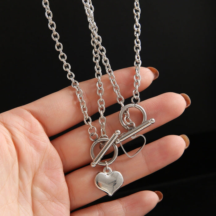 Wholesale hip hop clavicle skeleton cutout love crystal necklace JDC-NE-F038 Necklaces 韩之尚 Wholesale Jewelry JoyasDeChina Joyas De China